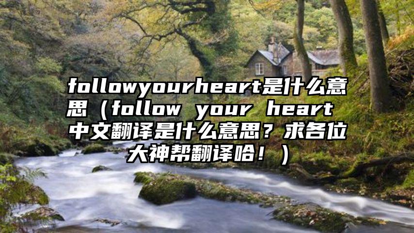followyourheart是什么意思（follow your heart 中文翻译是什么意思？求各位大神帮翻译哈！）