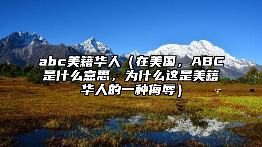 abc美籍华人（在美国，ABC是什么意思，为什么这是美籍华人的一种侮辱）