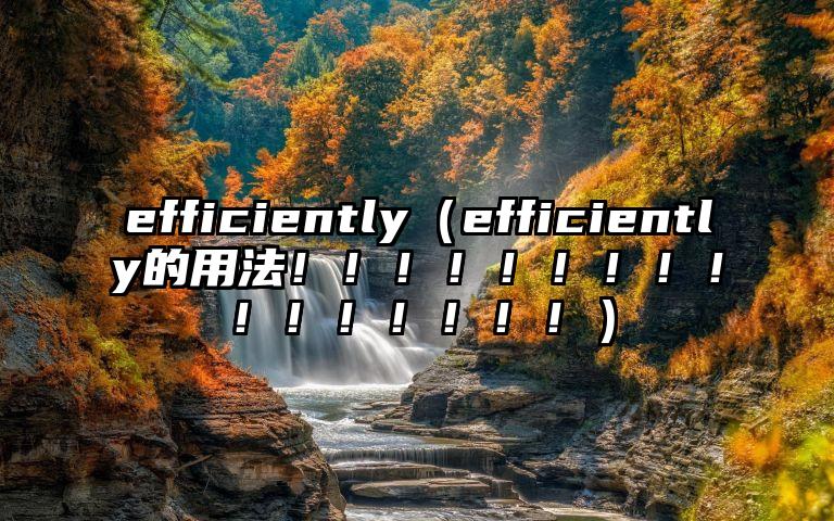 efficiently（efficiently的用法！！！！！！！！！！！！！！！！）