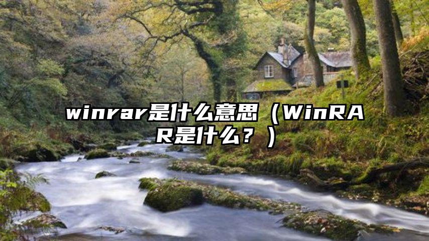 winrar是什么意思（WinRAR是什么？）