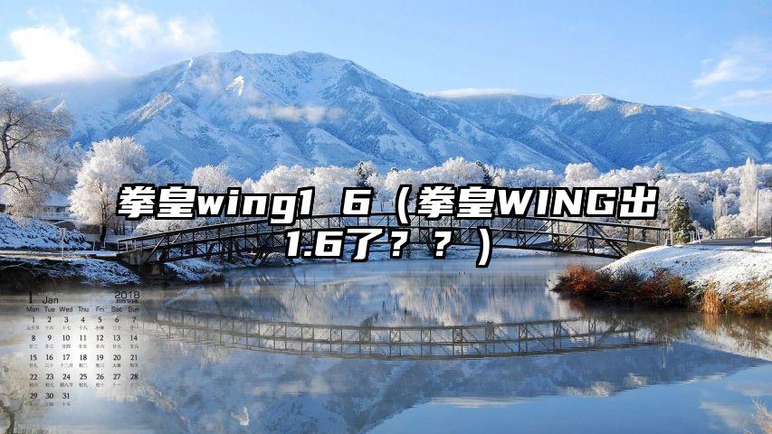 拳皇wing1 6（拳皇WING出1.6了？？）