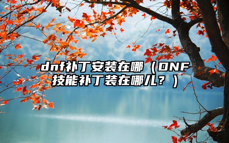 dnf补丁安装在哪（DNF技能补丁装在哪儿？）
