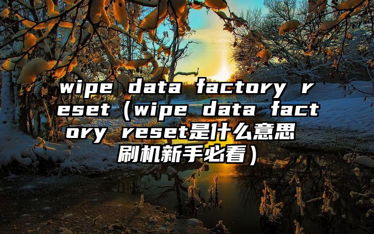 wipe data factory reset（wipe data factory reset是什么意思 刷机新手必看）