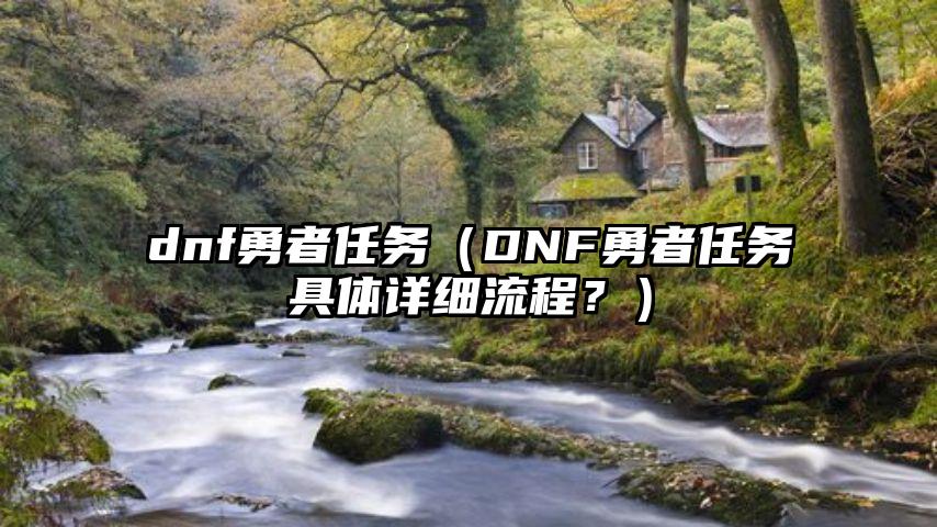 dnf勇者任务（DNF勇者任务具体详细流程？）