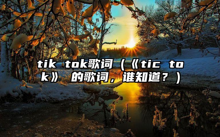 tik tok歌词（《tic tok》 的歌词，谁知道？）