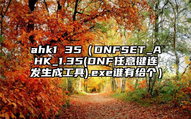 ahk1 35（DNFSET_AHK_1.35(DNF任意键连发生成工具).exe谁有给个）