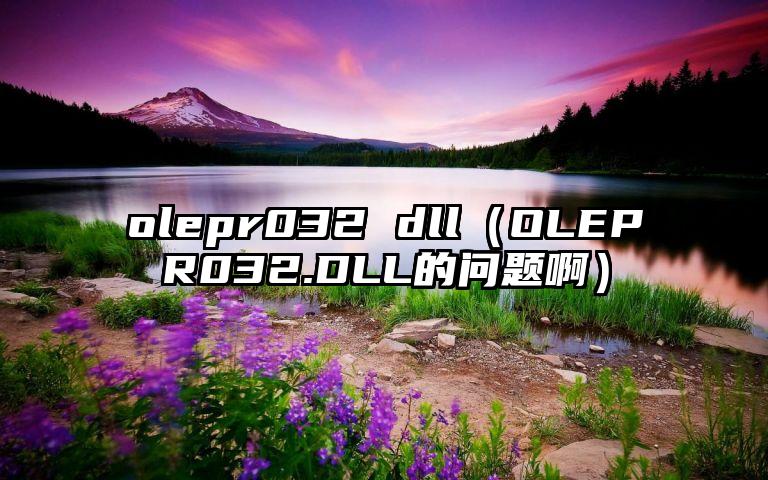 olepr032 dll（OLEPR032.DLL的问题啊）