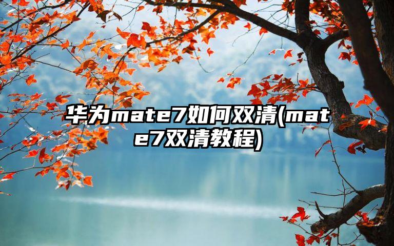 华为mate7如何双清(mate7双清教程)
