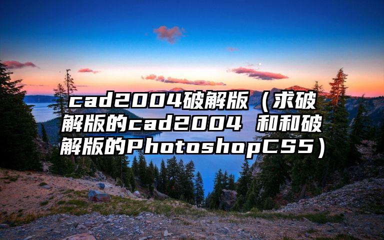 cad2004破解版（求破解版的cad2004 和和破解版的PhotoshopCS5）
