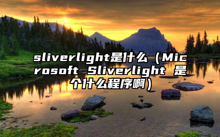 sliverlight是什么（Microsoft Sliverlight 是个什么程序啊）