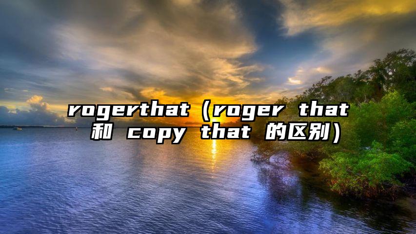 rogerthat（roger that 和 copy that 的区别）