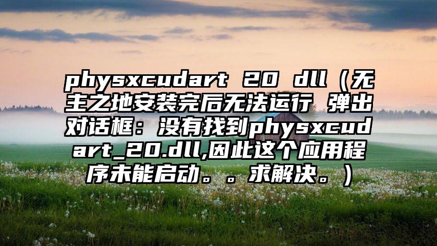 physxcudart 20 dll（无主之地安装完后无法运行 弹出对话框：没有找到physxcudart_20.dll,因此这个应用程序未能启动。。求解决。）