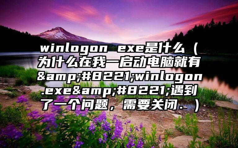 winlogon exe是什么（为什么在我一启动电脑就有&#8221;winlogon.exe&#8221;遇到了一个问题，需要关闭．）