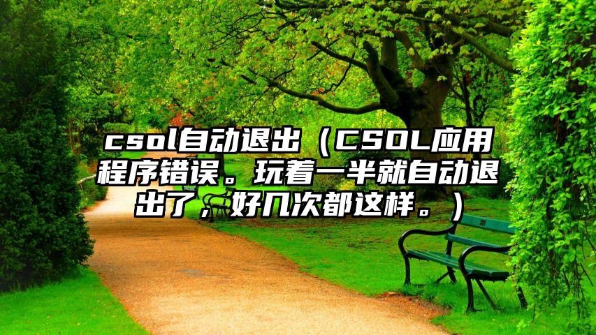 csol自动退出（CSOL应用程序错误。玩着一半就自动退出了，好几次都这样。）