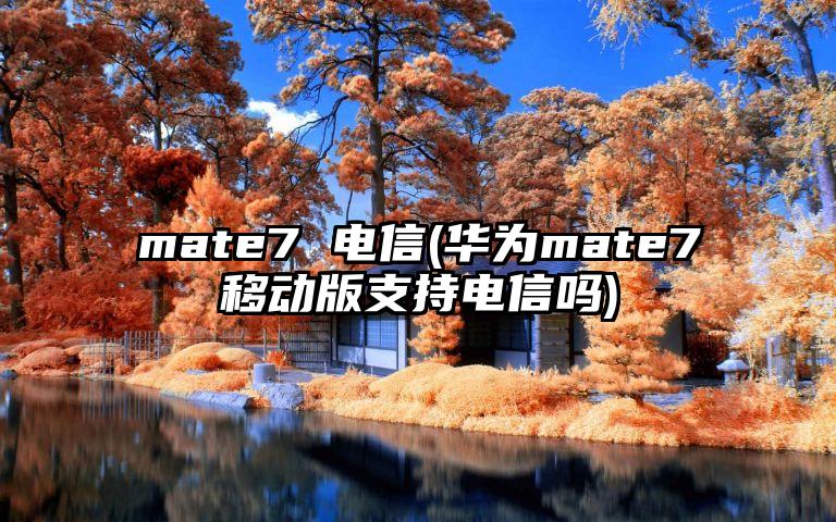 mate7 电信(华为mate7移动版支持电信吗)