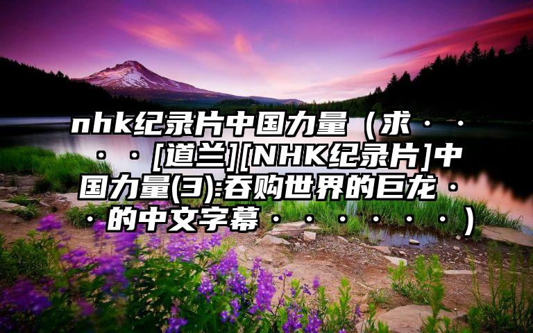 nhk纪录片中国力量（求····[道兰][NHK纪录片]中国力量(3):吞购世界的巨龙··的中文字幕······）