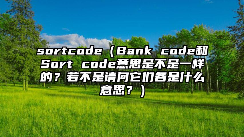 sortcode（Bank code和Sort code意思是不是一样的？若不是请问它们各是什么意思？）