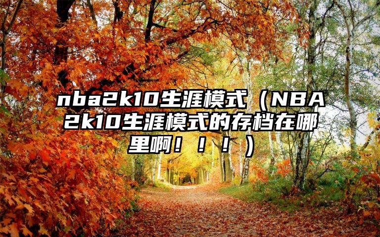 nba2k10生涯模式（NBA2k10生涯模式的存档在哪里啊！！！）