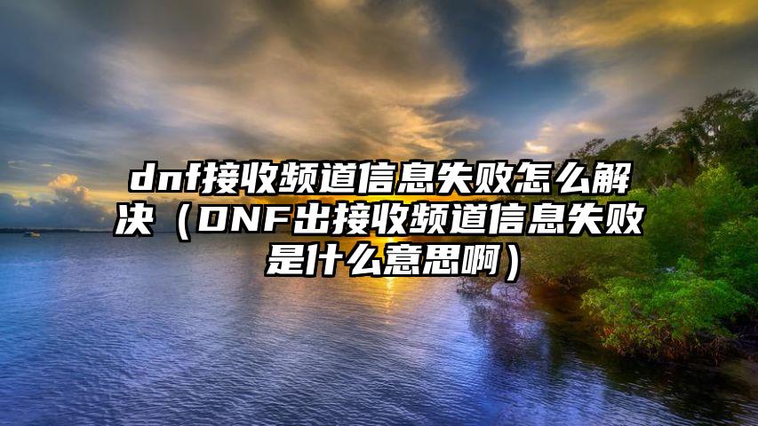 dnf接收频道信息失败怎么解决（DNF出接收频道信息失败 是什么意思啊）