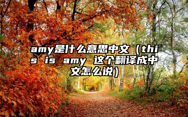 amy是什么意思中文（this is amy 这个翻译成中文怎么说）