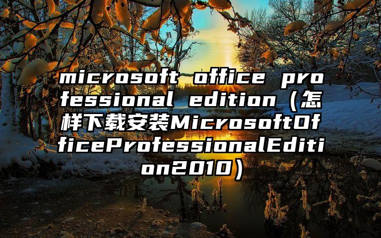 microsoft office professional edition（怎样下载安装MicrosoftOfficeProfessionalEdition2010）
