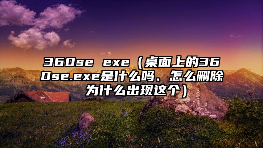 360se exe（桌面上的360se.exe是什么吗、怎么删除 为什么出现这个）