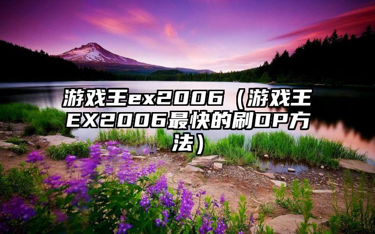 游戏王ex2006（游戏王EX2006最快的刷DP方法）