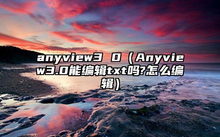 anyview3 0（Anyview3.0能编辑txt吗?怎么编辑）