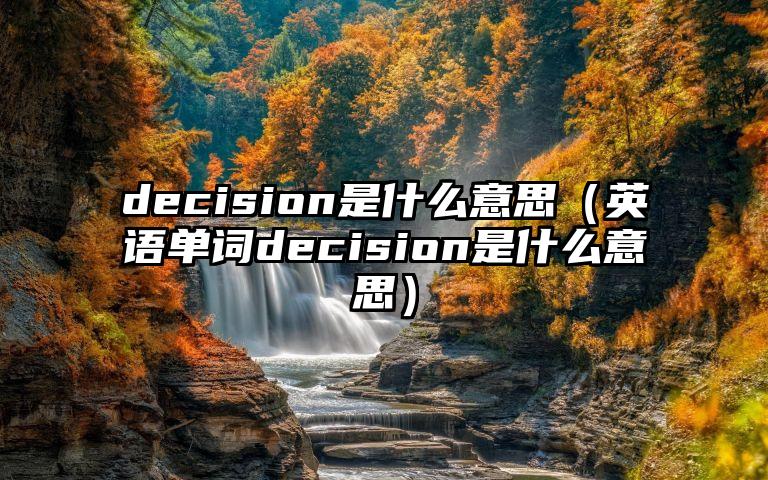 decision是什么意思（英语单词decision是什么意思）