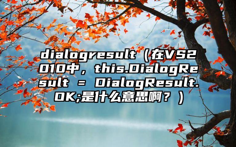 dialogresult（在VS2010中，this.DialogResult = DialogResult.OK;是什么意思啊？）